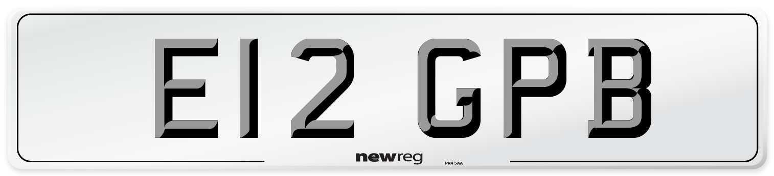 E12 GPB Number Plate from New Reg